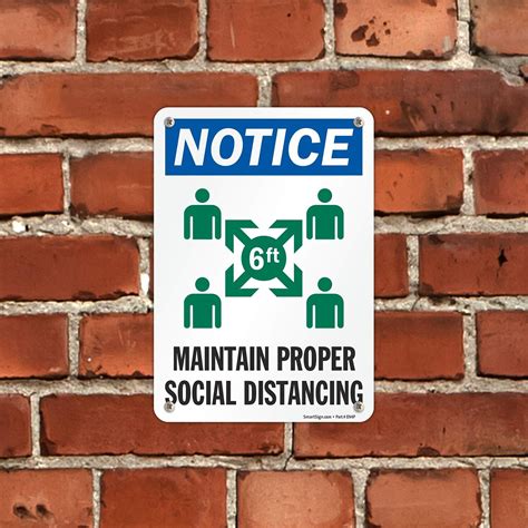 Smartsign Notice Maintain Proper Social Distancing Hdpe Plastic Sign