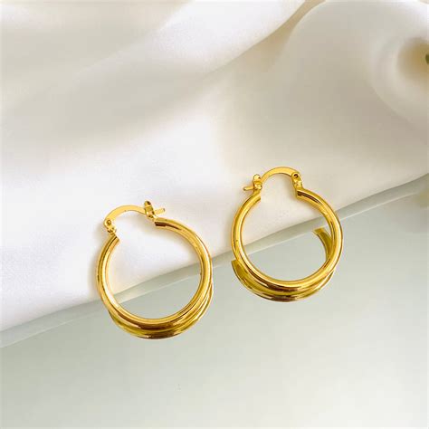 K Gold Filled Hoops Gold Mini Hoop Earrings Solid Gold Etsy Uk