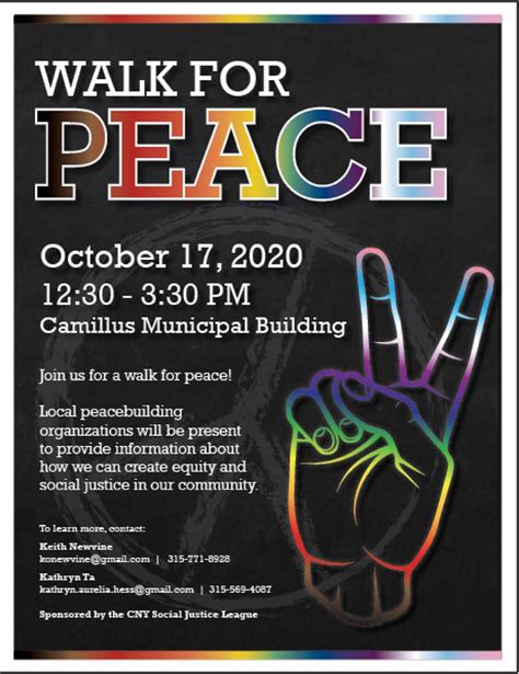 Cny Social Justice League To Hold Walk For Peace In Camillus