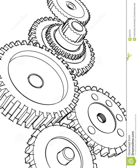 Photo About Sketch Of The Mechanism Of That Consisting Of The Gear