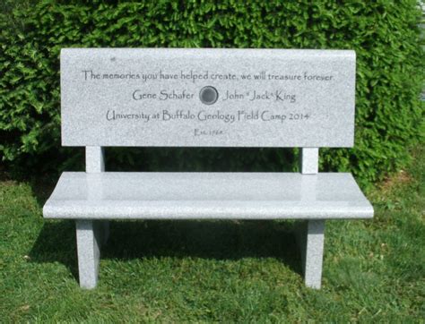 3 Of 4 Granite Memorial Bench Gray Includes Back Carving Up To 75