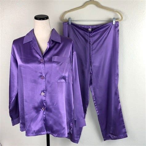 Victoria Secret Purple Satin Pajama Set On Mercari Purple Satin