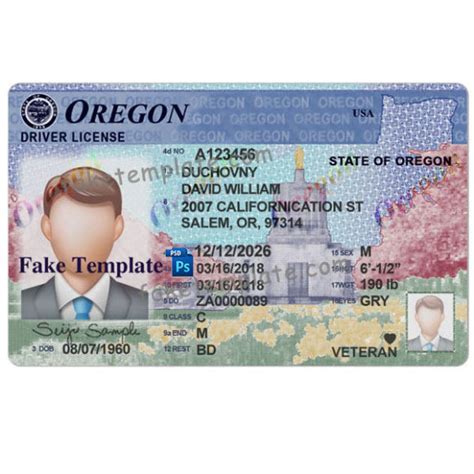 Oregon Drivers License Template Fake Oregon Drivers License