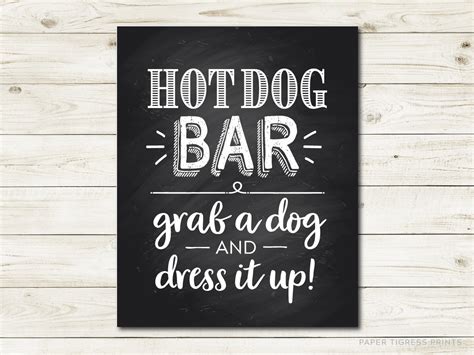 Printable Hot Dog Bar Sign Hot Dog Table Sign Hot Dog Etsyde