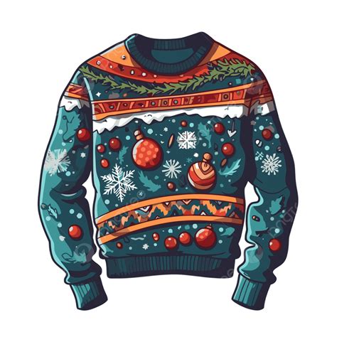 Ugly Holiday Sweater Vector Sticker Clipart Ugly Christmas Sweater