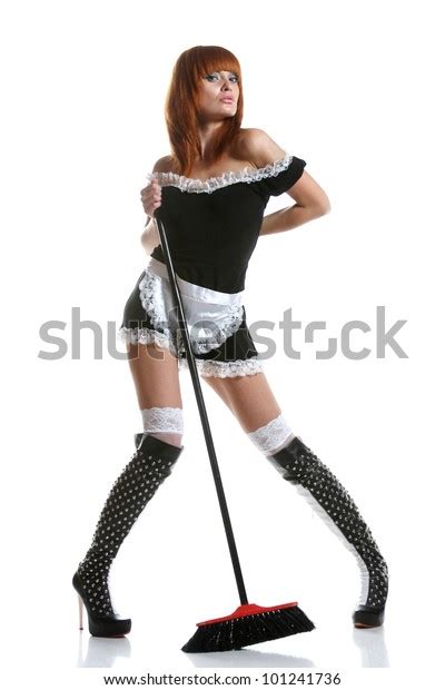 Sexy Girl Housemaid Costume On White Stock Photo Shutterstock