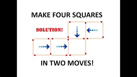 Make Four Matchstick Squares In Two Moves Solution Youtube
