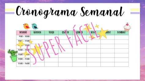 🧁cronograma Semanal📝 Super Fácil 😉 Word Youtube