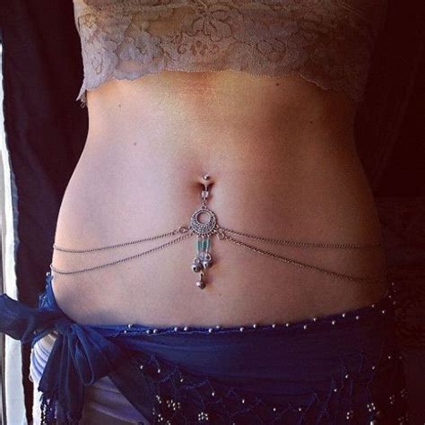 Pair Of Body Chains With Attached Navel Rings Joyer A Para El Cuerpo