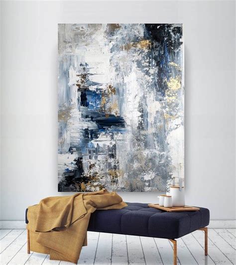 Extra Large Wall Art Original Abstract Paintingblue Grey Etsy Large