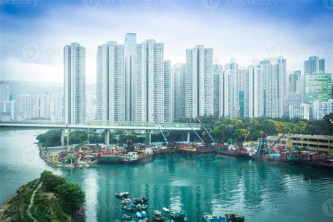Aerial View Of Hong Kong Harbor 1074019 Stock Photo At Vecteezy