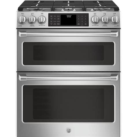 Ge Cafe 67 Cu Ft Slide In Double Oven Smart Gas Range With Self