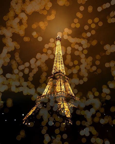 Eiffel Tower With Bokeh Lights Paris France Fine Art Print Parisian