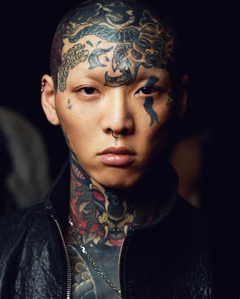 attractive asian male model face tattoos face tattoos male model face asian male model