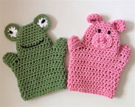 Elizabeth Laker Frog And Pig Wash Mitts Crochet Wash Mitt Free Pattern