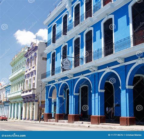 Havana Old Street With Colorful Buildings Cuba Editorial Photo