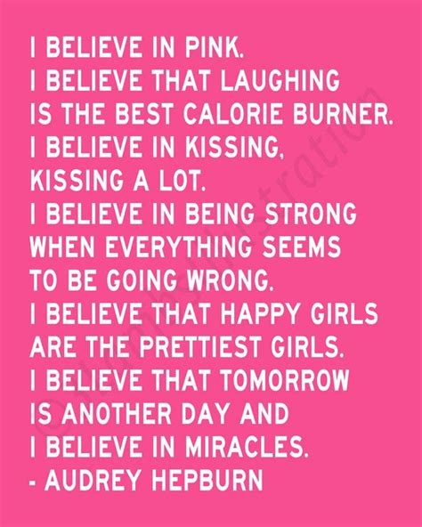 I Believe In Pink Audrey Hepburn Quote Quotes Pinterest I Believe