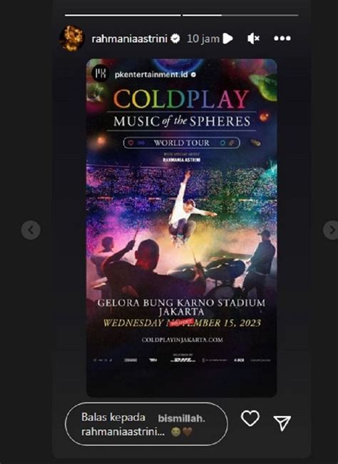 Biodata Profil Rahmania Astrini Special Guest Dalam Konser Coldplay