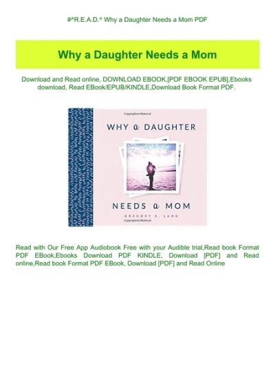Read Why A Daughter Needs A Mom Pdf