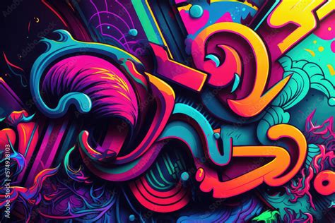 Abstract Neon Graffiti Wallpaper Stock Illustration Adobe Stock