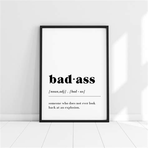 Badass Definition Quote Dictionary Word Quotes Wall Art Etsy