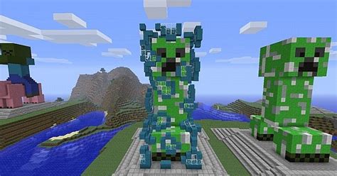 Super Charged Creeper Next To A Regular Creeper
