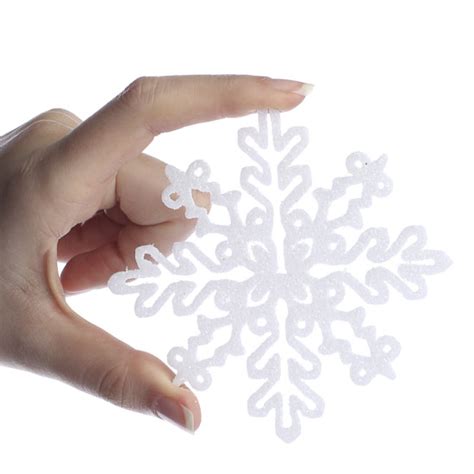White Interlocking Glittered Snowflake Ornaments Snow Snowflakes