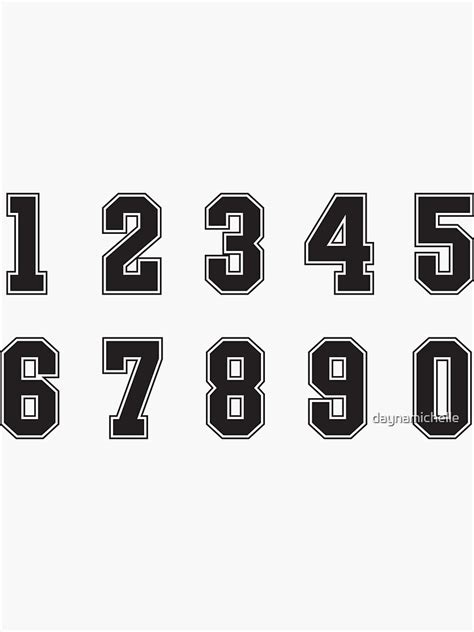Athletic Font Jersey Numbers 1 0 With Outline Sticker For Sale By
