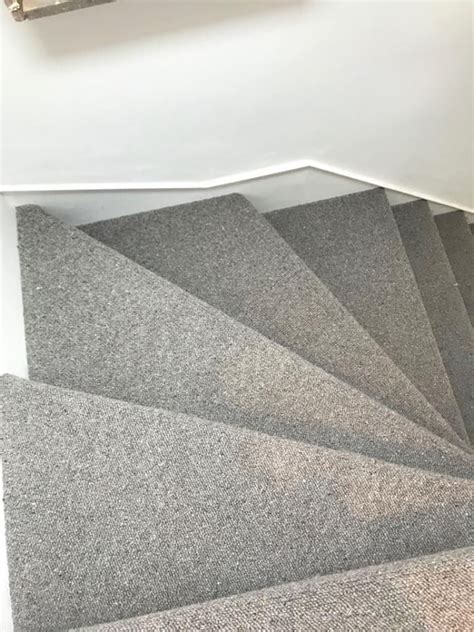 Stylish Wool Loop Carpet On A Stairs In A Cool Grey Tone Pictured