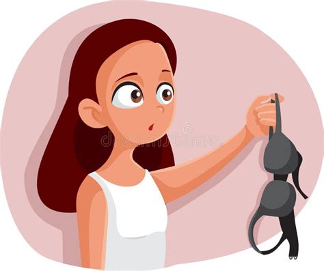 Teen Girl Experiencing Puberty Holding A Bra Stock Vector Illustration Of Cartoon Body 187841155