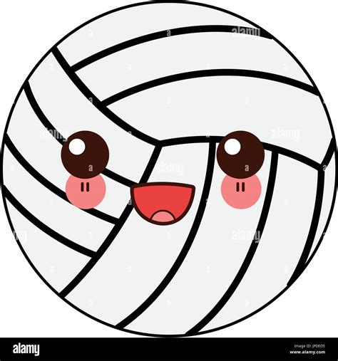 Kawaii Volleyball Ball Sports Activity Play Comic Cartoon Stock Vector