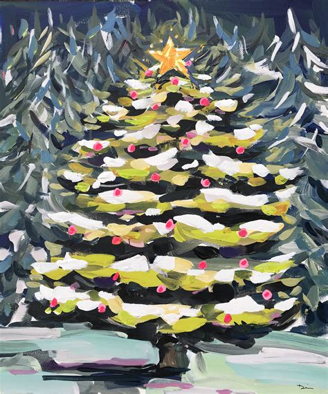 Christmas Tree Large Painting On Canvas Original Art Holiday Art