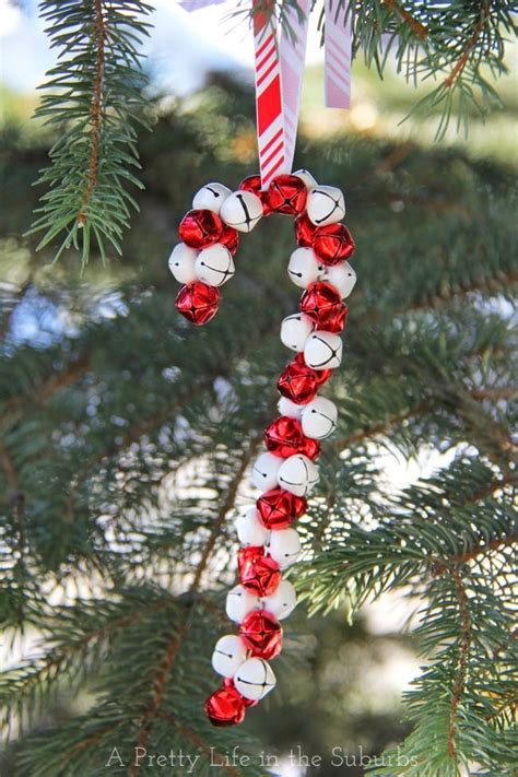 Diy Candy Cane Jingle Bell Ornament A Pretty Life In The Suburbs
