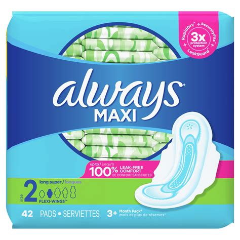 Always Maxi Super Absorbency Pads With Wings Unscented Size 2 42 Ct
