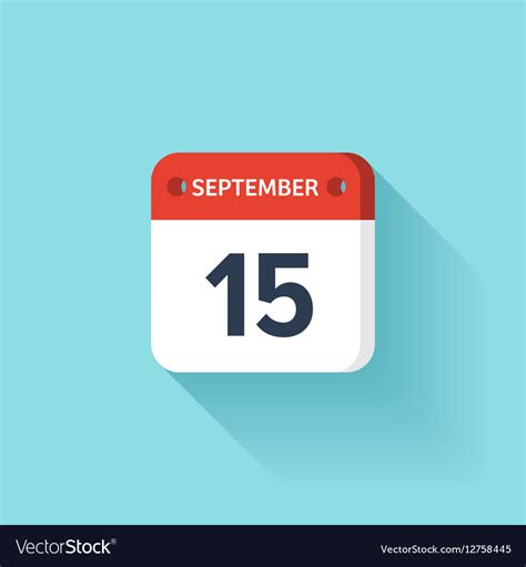 September 15 Isometric Calendar Icon With Shadow Vector Image
