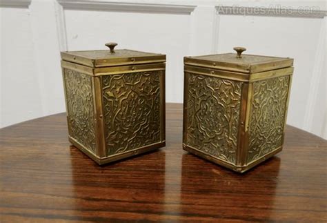 Antiques Atlas A Pair Of Chased Brass Tea Caddies