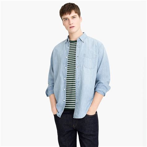 Jcrew Denim Slim Light Wash Chambray Shirt In Blue For Men Lyst