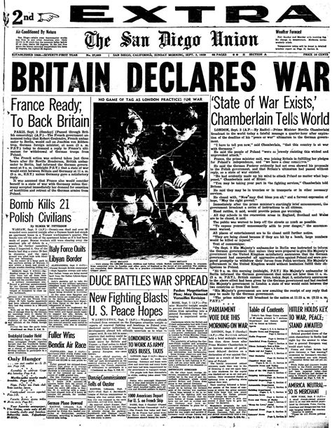 September 3 1939 World War Ii Begins The San Diego Union Tribune