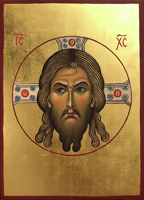 Jesus Christ Nimfios Handmade Icon Gold Leaves Plated Br