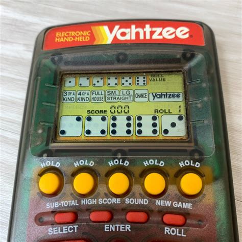 Vintage Milton Bradley 1995 Yahtzee Electronic Handheld Clear Black