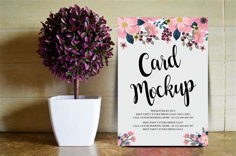 floral wedding card  psd mockup  mockup