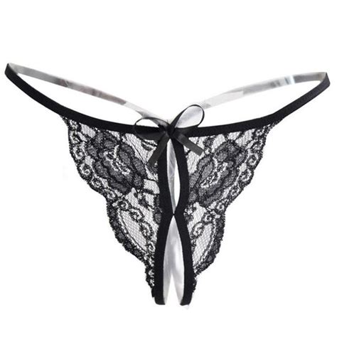 Buy Women Sexy Lingerie Lace Pearls Crotchless Crotch Thong G String
