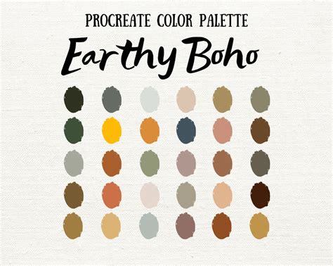 Boho Earth Tone Procreate Color Palette Earthy Color Etsy Earth