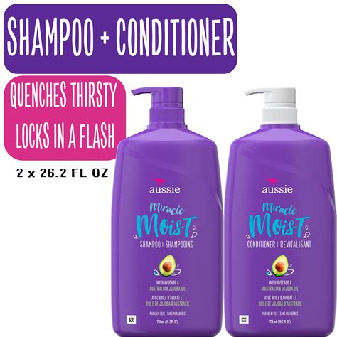Aussie Miracle Moist Shampoo And Conditioner Paraben Free Dual Pkl 262