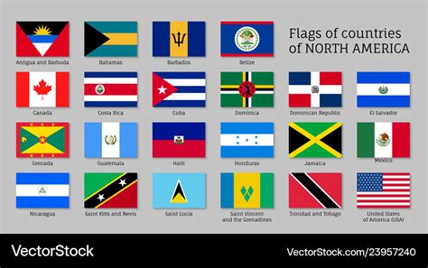 National Countries Flags Of North America Vector Image