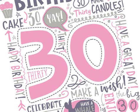 Printable 30th Birthday Card Doodled Thirty Birthday Card In Etsy