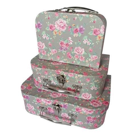 Vintage Floral Storage Suitcases Set Of 3 Suitcase Storage Suitcase