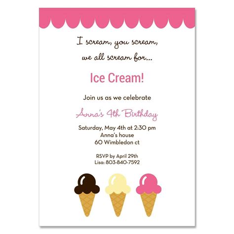 Ice Cream Social Invitation Template Free Printable Templates