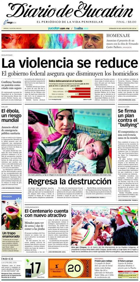 Periódico Diario De Yucatán México Periódicos De México Edición De Sábado 9 De Agosto De