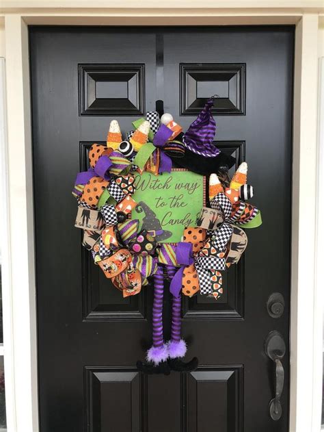 Halloween Wreath For Front Door Fall Wreath Wreath With Witch Hat And